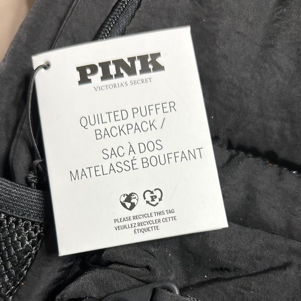 PINK Victoria's Secret Black Quilted Backpack with Reflective Stripes - Picture 3 of 6